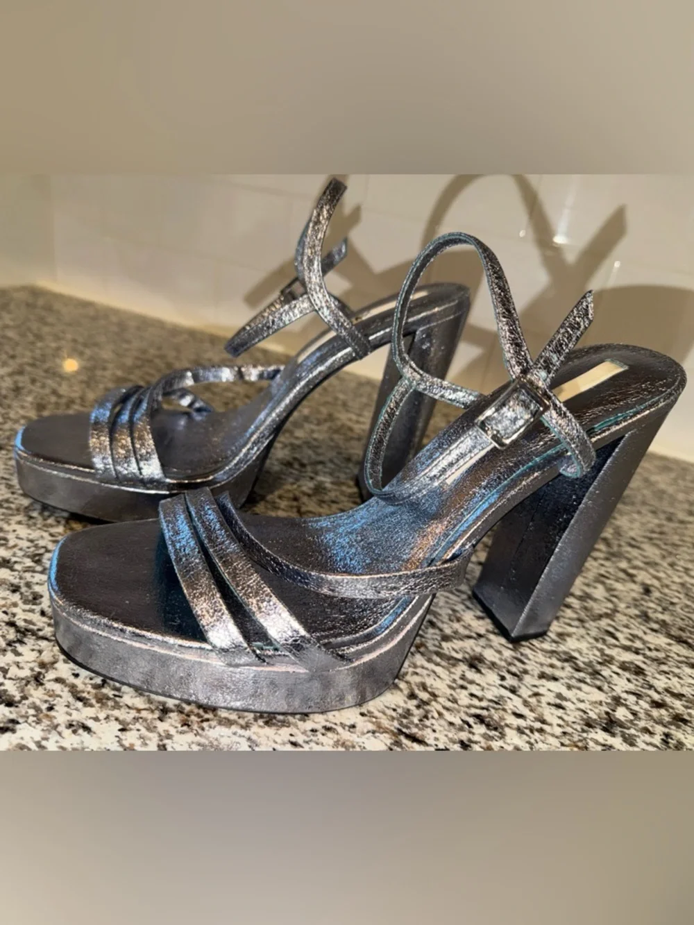 Zara Blue Metallic Platform Strappy Heels size 40 / US size 9 🩵 - Picture 11 of 13